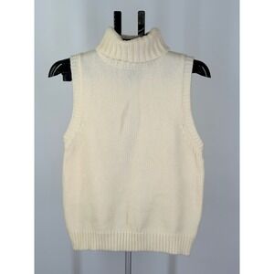 Gilli Cream Knit Turtleneck Sleeveless Sweater Vest Off White Large